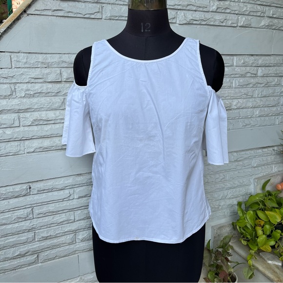 None Tops - White Cold Shoulder Top